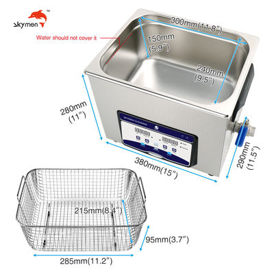 Skymen làm sạch bằng siêu âm chuyên nghiệp 2,85 Gallon với máy sưởi và giỏ cho răng giả