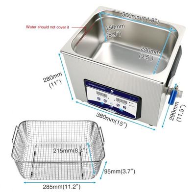 2.85 Gallon làm sạch siêu âm Mchine cho phần tử lọc với công suất sưởi 200w